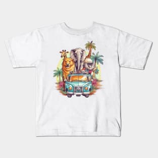 Animals Safari on Car #2 Kids T-Shirt